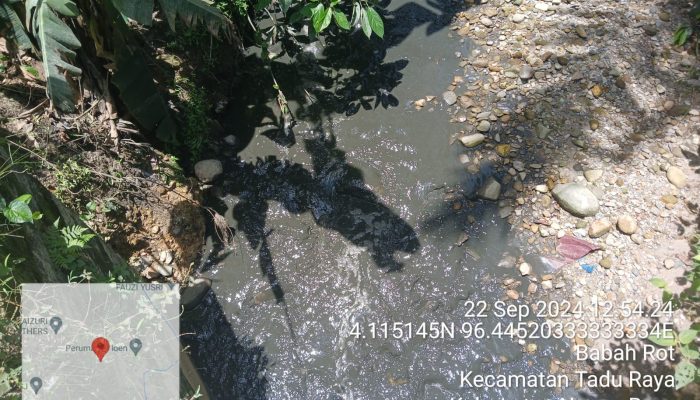 PT. Fajar Baizuri & Brother Diduga Alirkan Limbah Berbahaya Ke Sungai Tadu, DLH Nagan Raya Sebut Secara Kasat Mata Kondisi Aliran Parit Jernih