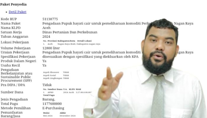 Pengadaan Pupuk Hayati Cair 1 Miliar Lebih Di Nagan Raya Diduga Proyek Siluman, YARA: Pihak Dinas Jangan Lempar Batu Sembunyi Tangan