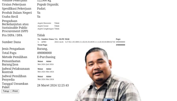 Pengadaan Pupuk Di Aceh Utara Capai 490 Juta, Penerima Diduga Masih Misterius, GEMA Desak Dinas Terkait Buka Kepublik