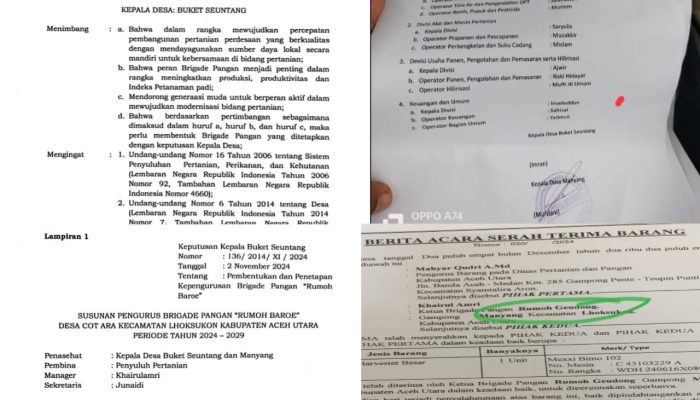 Setelah Menerima Bantuan Dari Kementan, 5 Anggota Pengurus Brigade Pangan “Rumoh Baroe” Diduga Dipecat dan SK Penetapan Baru Dipalsukan Oleh Geuchik