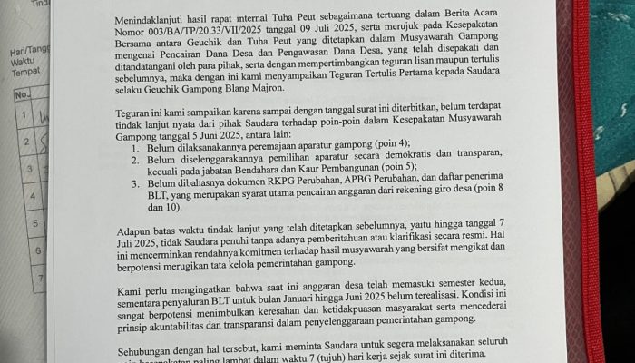 Diduga APBG Dibuat Sepihak Oleh Geuchik, DD Tahap Pertama Gampong Blang Majron Belum Terealisasi