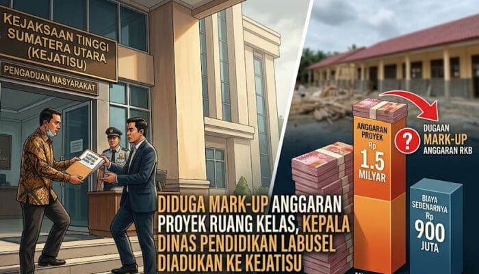 Diduga Mark-up Anggaran Proyek Ruang Kelas, Kepala Dinas Pendidikan Labusel Diadukan ke Kejatisu