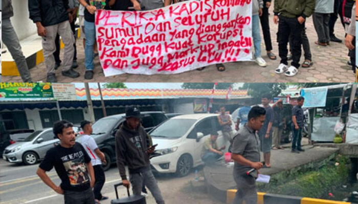 Bah, Alangkah Lucunya! Massa Minta Usut Korupsi, Pejabat Diskominfo Sumut Malah Asyik Joget-joget