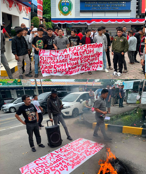 Bah, Alangkah Lucunya! Massa Minta Usut Korupsi, Pejabat Diskominfo Sumut Malah Asyik Joget-joget