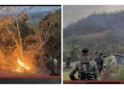 Tak Ada Air, Tak Ada Jalan untuk Damkar, Prajurit Garamata Padamkan Api di Bukit Desa Mbal-Mbal Petarum